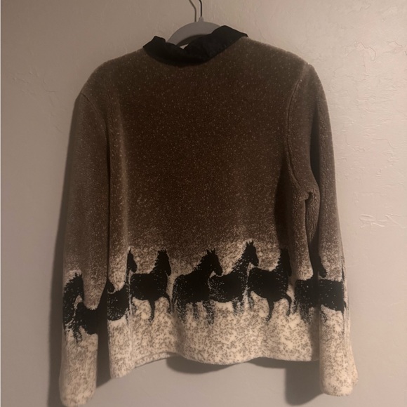 Horse Print Zip Up Jacket Equestrian Western Cowgirl Cowboy - Picture 6 of 6